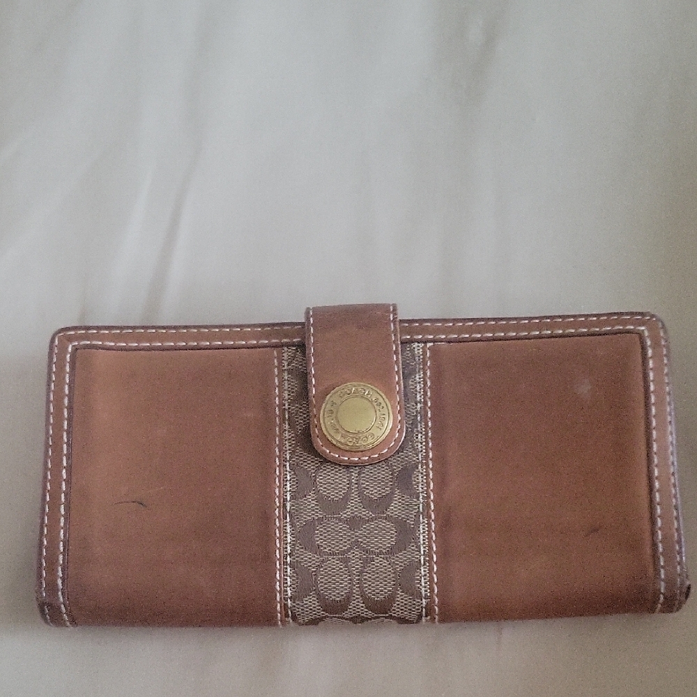 Coach Brown Wallet with Gold Accent